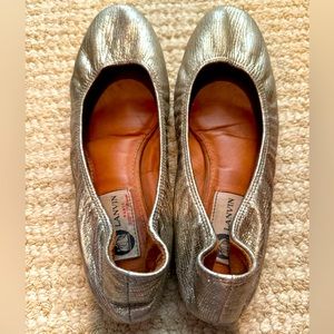 Lanvin Scrunch Metallic Gold Ballet Flats